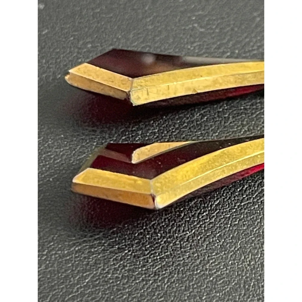 Vintage MCM Earrings Red Faceted Glass Dangle Drop Screw Backs - Picture 13 of 14